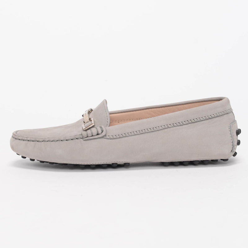 Tod's Grey Suede Gommini Moccasin Flats 34 - Blue Spinach