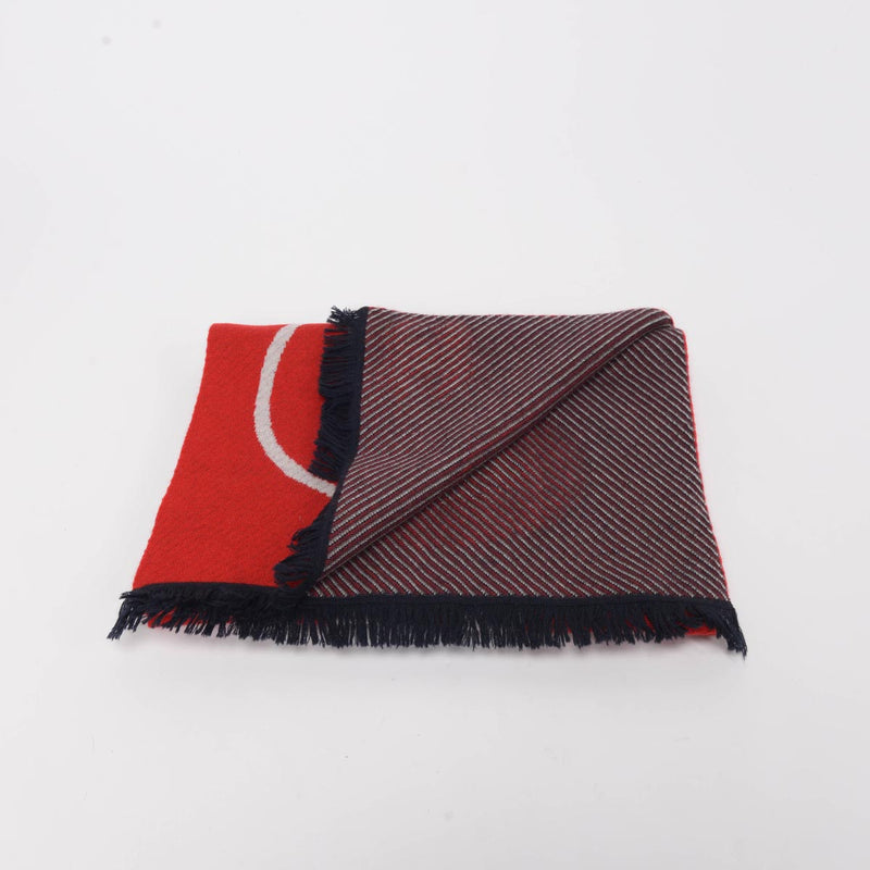 Chanel Red Cashmere "Gabrielle Coco" Fringed Scarf - Blue Spinach