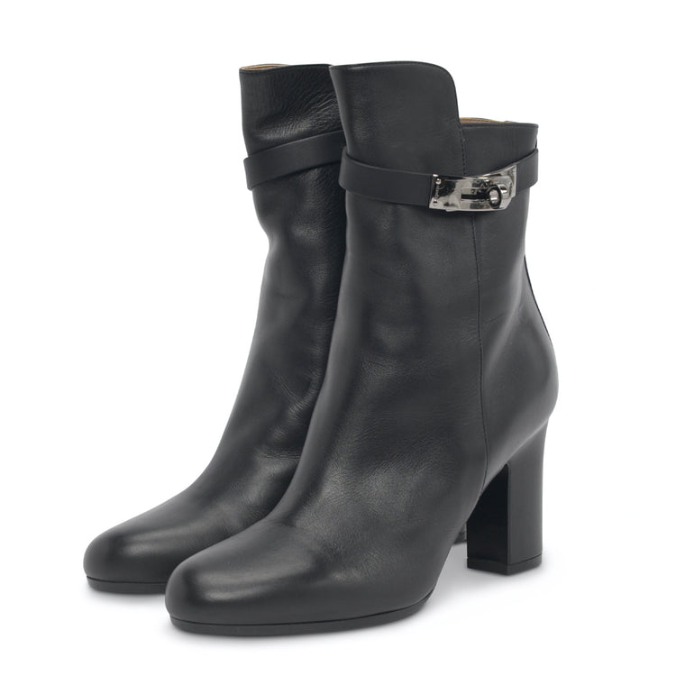 Hermes Black Calfskin Joueuse Boots 37.5