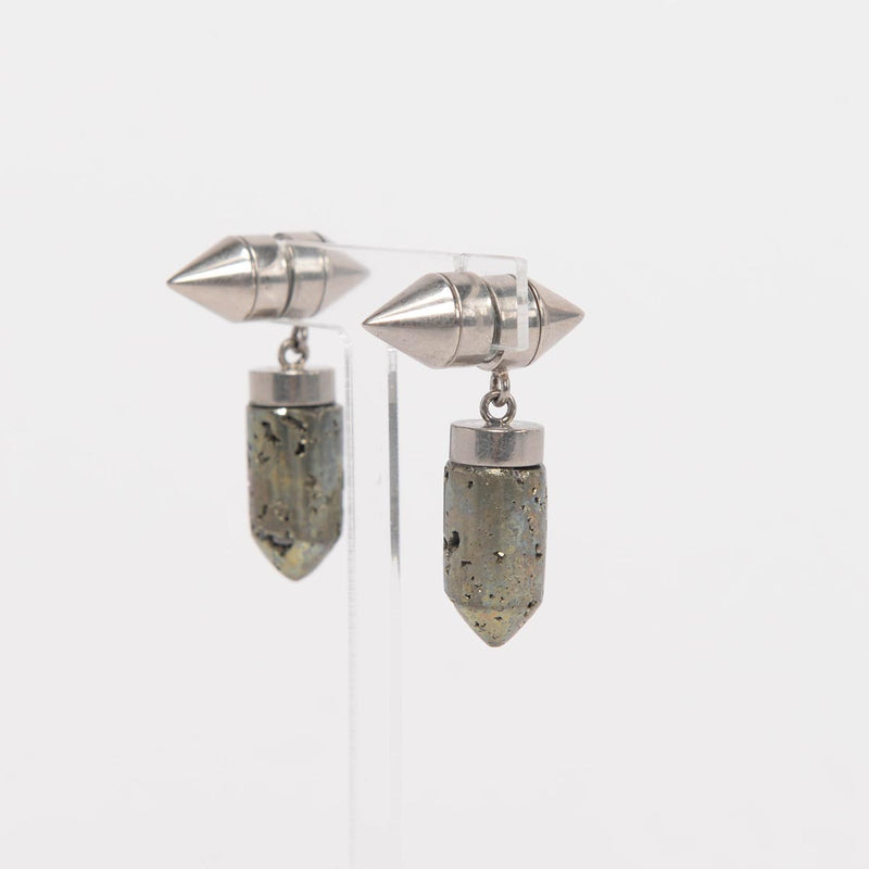 Givenchy Silver Pyrite Clip On Earrings - Blue Spinach