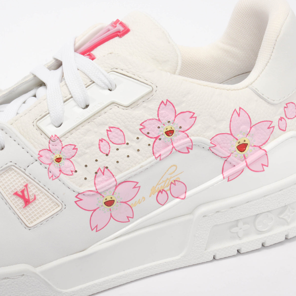 Louis Vuitton x TM Embossed Monogram Cherry Blossom Trainer Sneakers 38