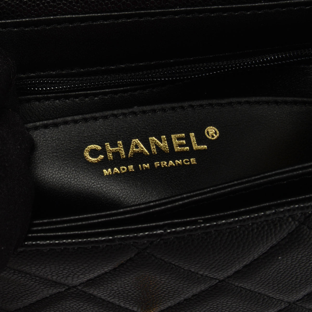 Chanel Black Quilted Caviar Flap Bag with Top Handle