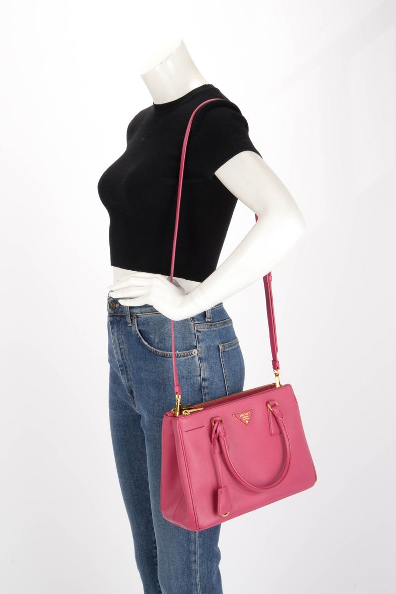 Prada Fuchsia Saffiano Lux Small Galleria Tote