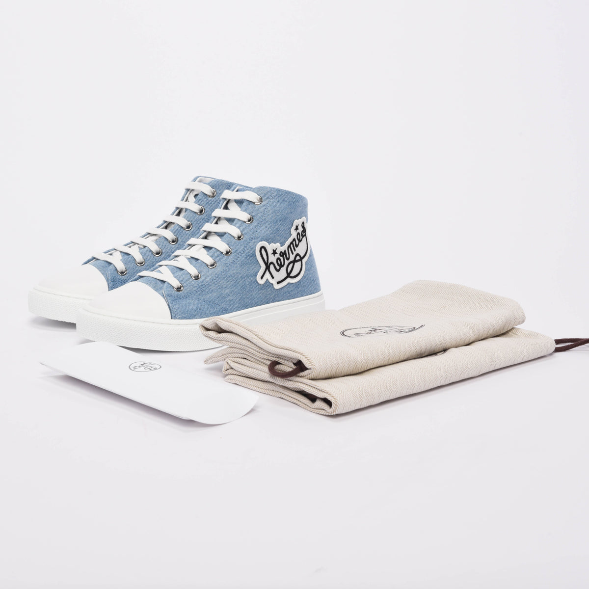 Hermes Blue Denim Illico Hi Top Sneakers 37.5