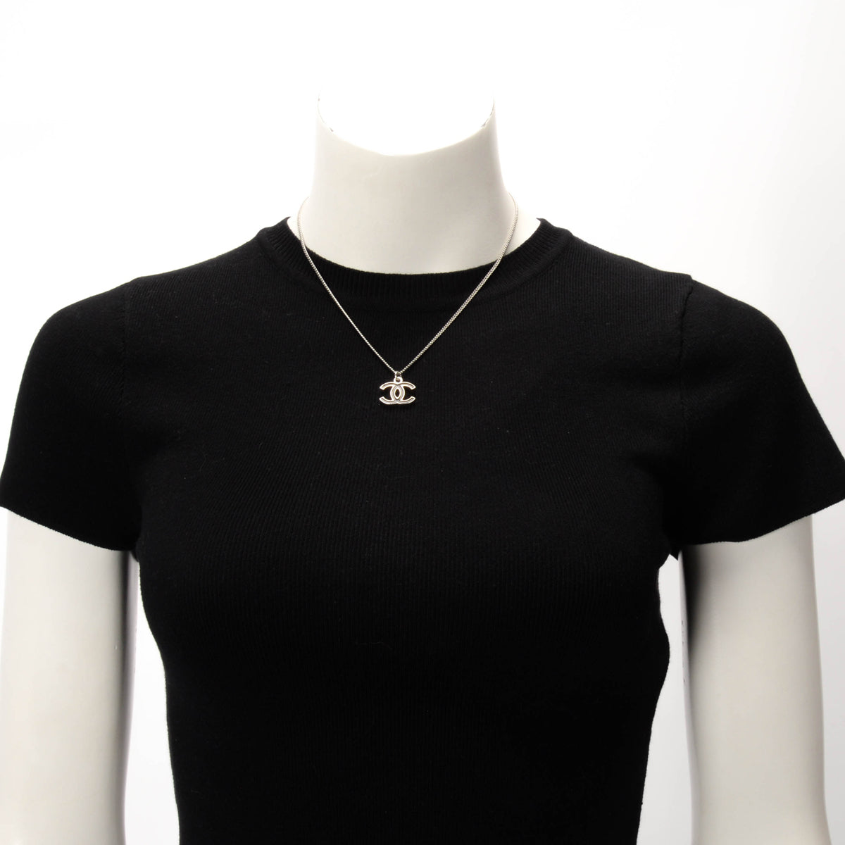 Chanel Black & Silver Enamel CC Necklace