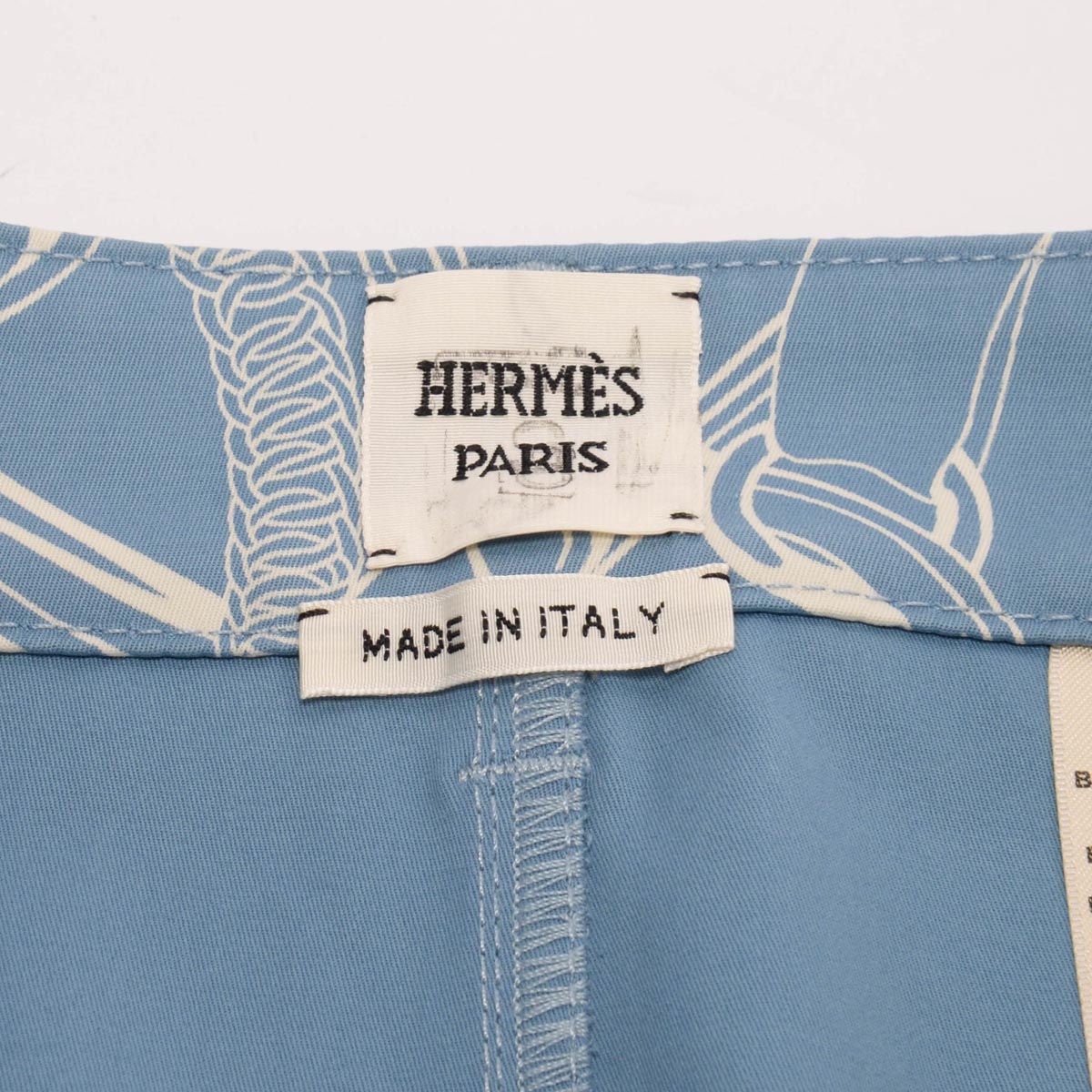 Hermes Bleu Arctique Cotton Eperon d'Or Finesse Mini Skirt FR 40