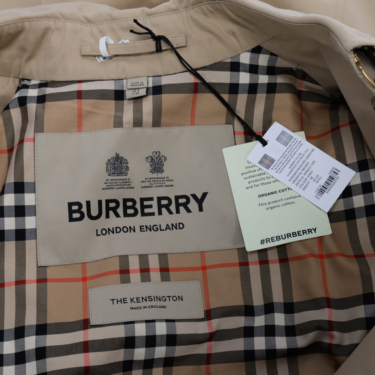 Burberry Honey Cotton Kensignton Mid-Length Trench Coat UK 8