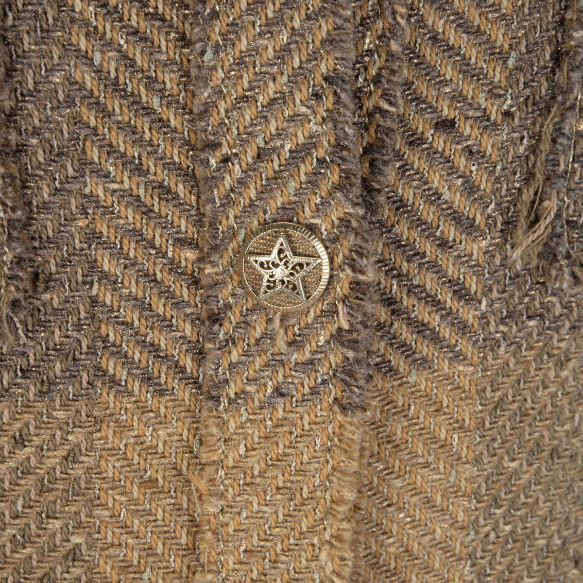 Chanel Brown Chevron Tweed Shirt Jacket FR 34