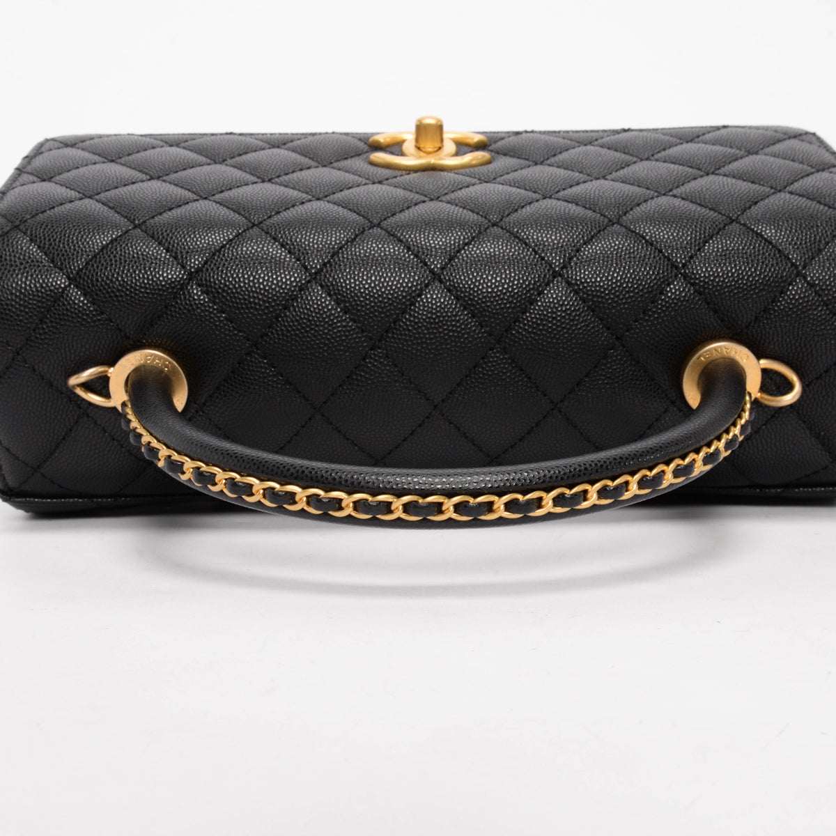 Chanel Black Caviar Large Coco Chain Handle Bag