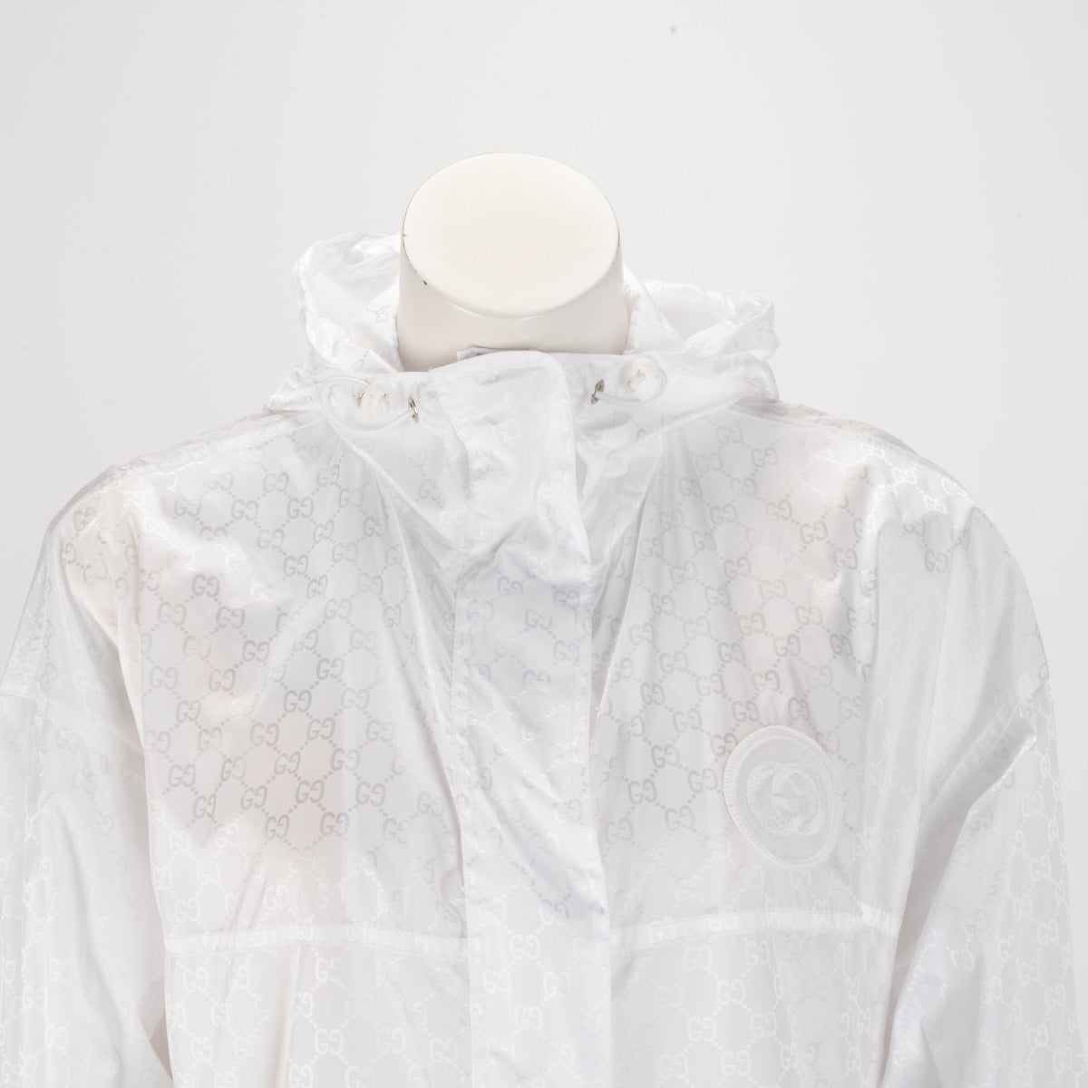 Gucci White Nylon GG Jacquard Windbreaker Jacket IT 42