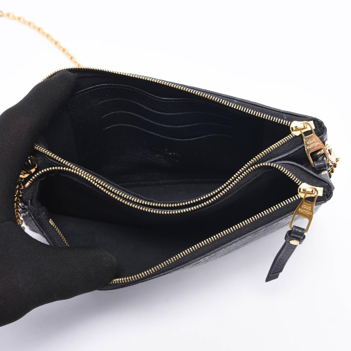 Louis Vuitton Black Monogram Empreinte Double Zip Pochette