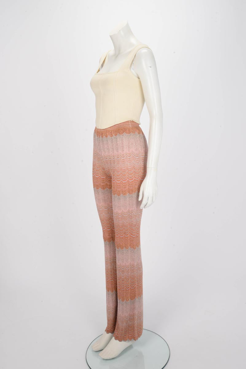 Missoni Orange Lurex Waves Chevron Trousers IT 38