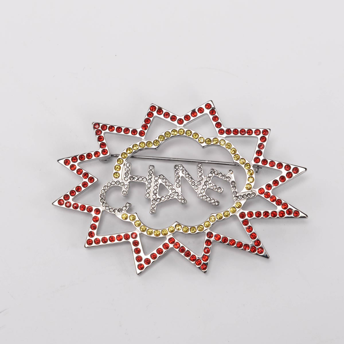 Chanel Red & Yellow Crystal Pop Art Brooch