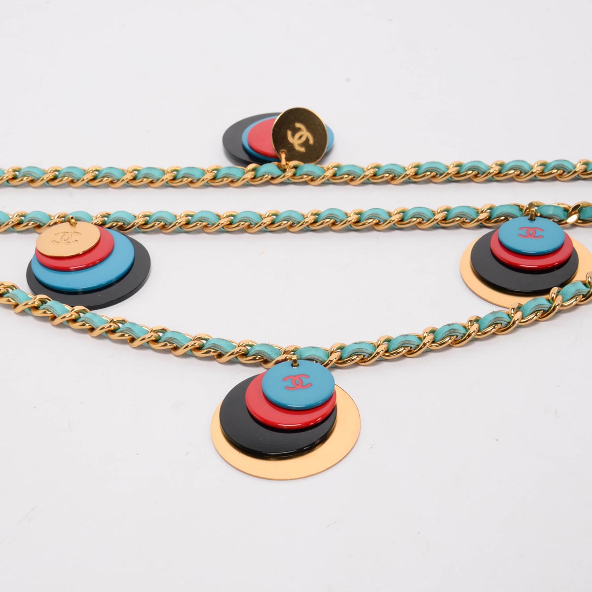 Chanel Aqua Gold Plated CC Medallion Chain Belt