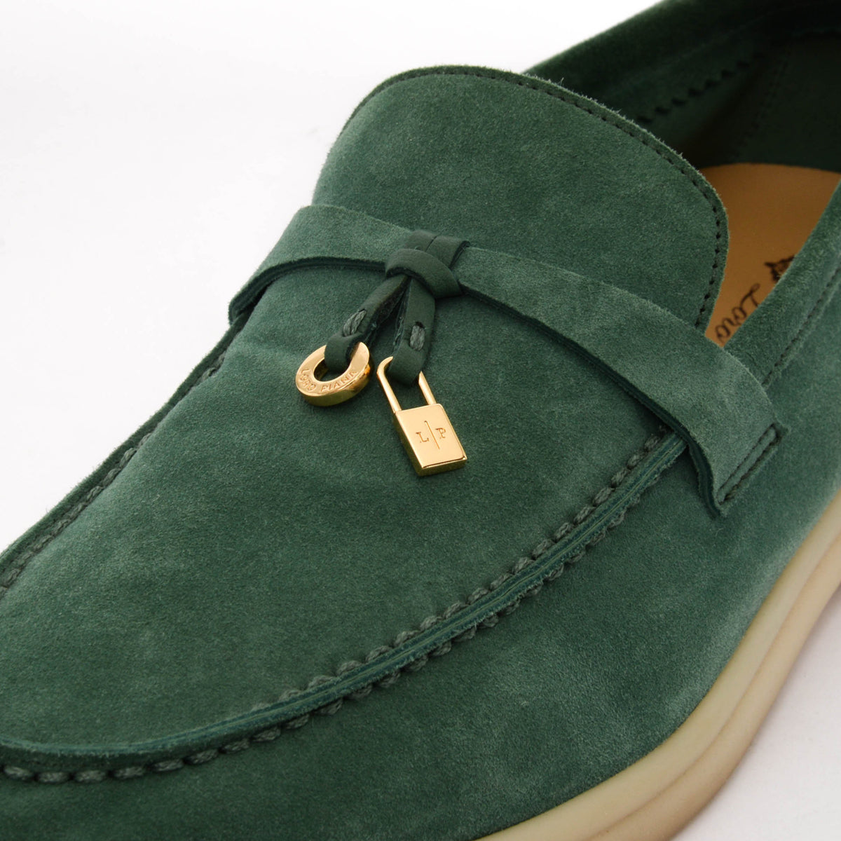 Loro Piana Forest Green Suede Summer Charms Walk Loafers 38