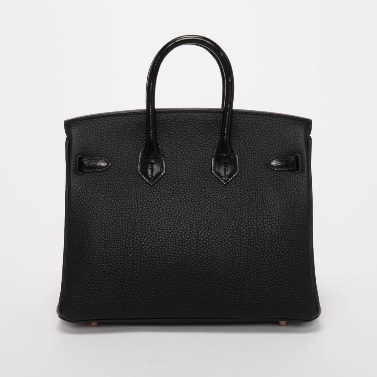 Hermes Black Togo & Alligator Mississippiensis Touch Birkin 25 RGHW