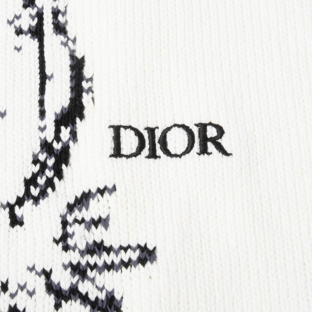 Dior White Cotton Knit Charleston Wolf Sweater L