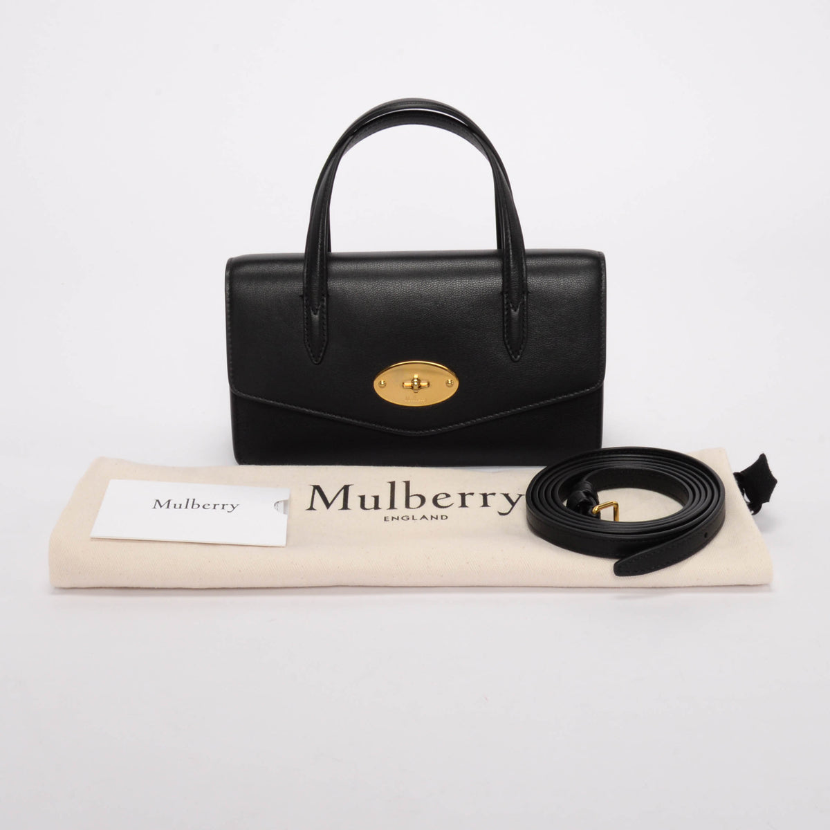 Mulberry Black Calfskin Small Darley Top Handle Bag
