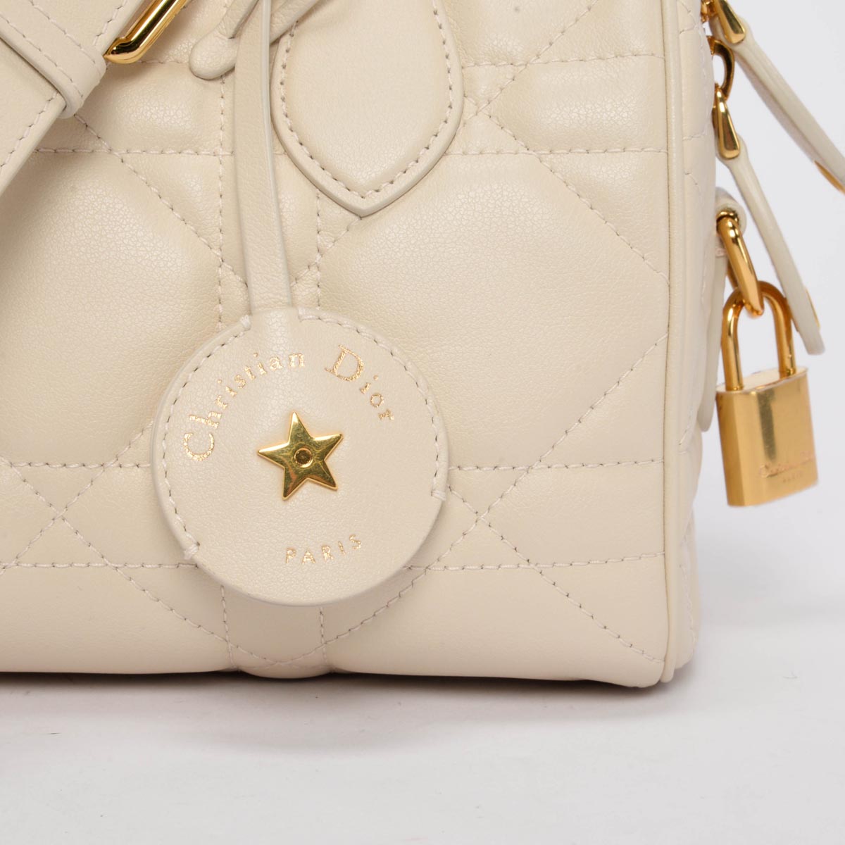 Dior Dusty Ivory Macrocannage Calfskin Groove 20 Bag