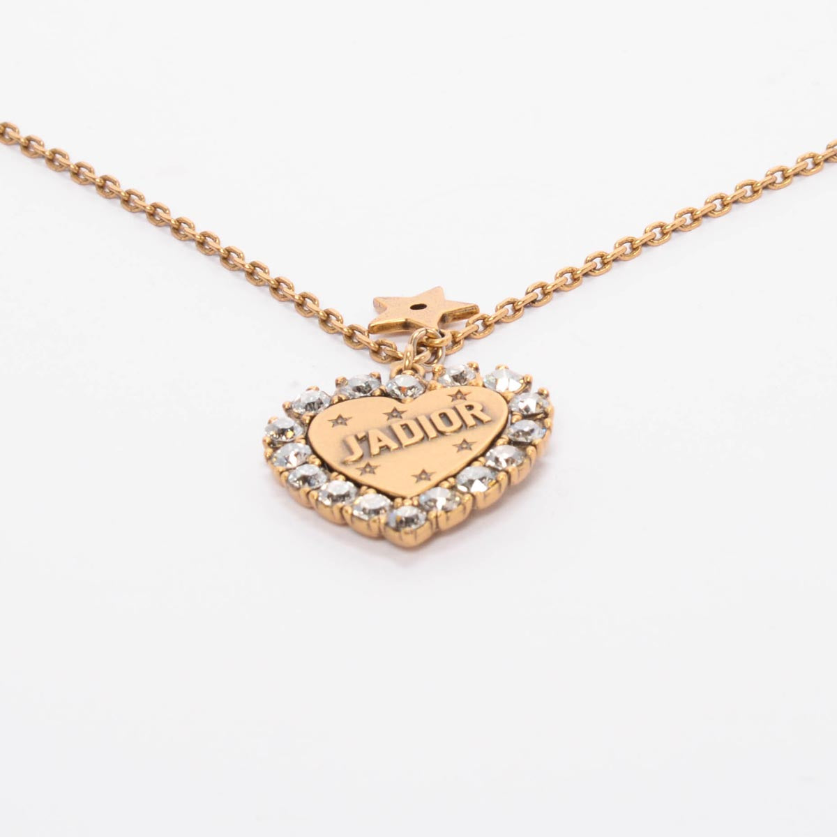 Dior Aged Gold Tone Metal J'Adior Double Heart Long Necklace