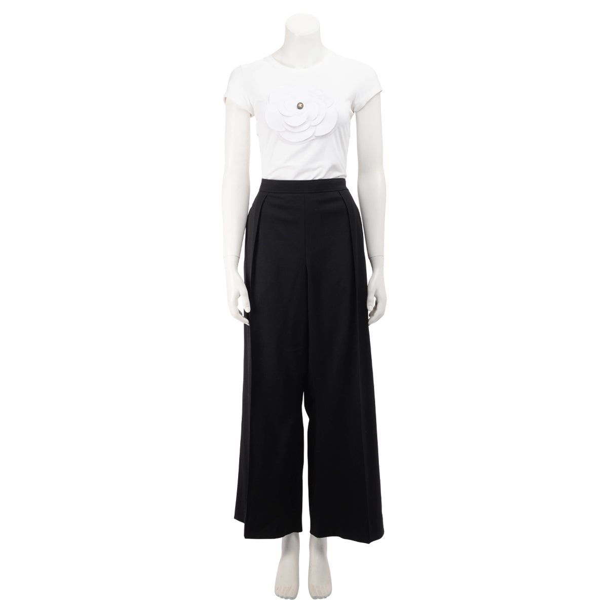 Hermes Black Wool Wide Leg Pants FR 42