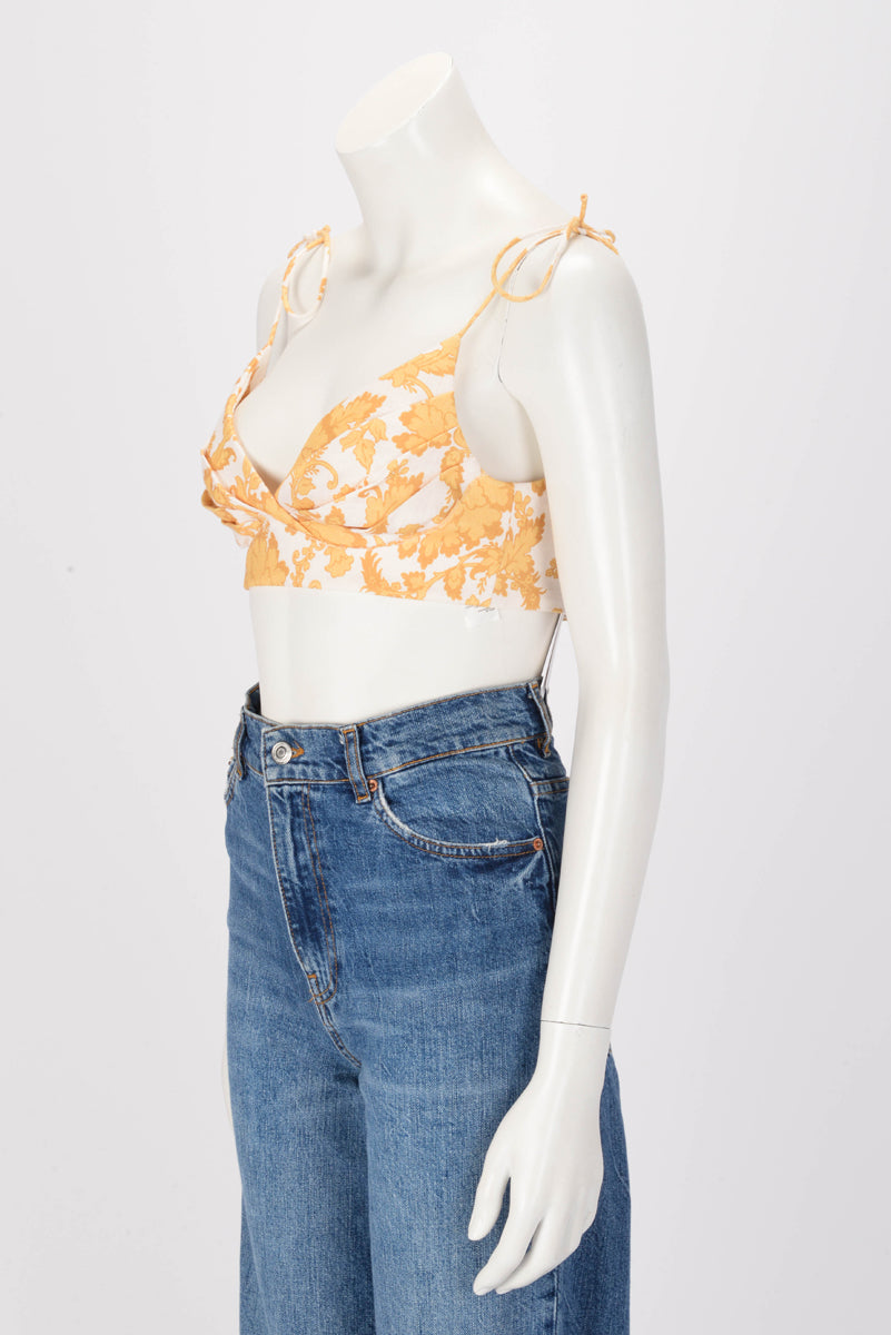 Zimmermann Yellow Floral Linen Postcard Bustier Top 0