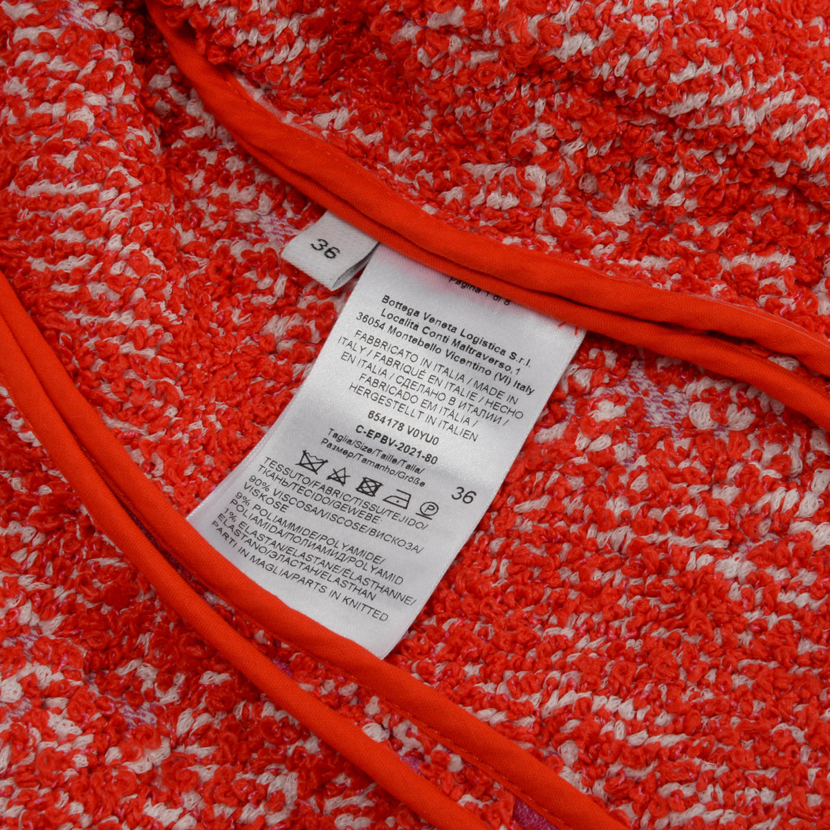Bottega Veneta Bubblegum & Tomato Boucle Cropped Jacket IT 36