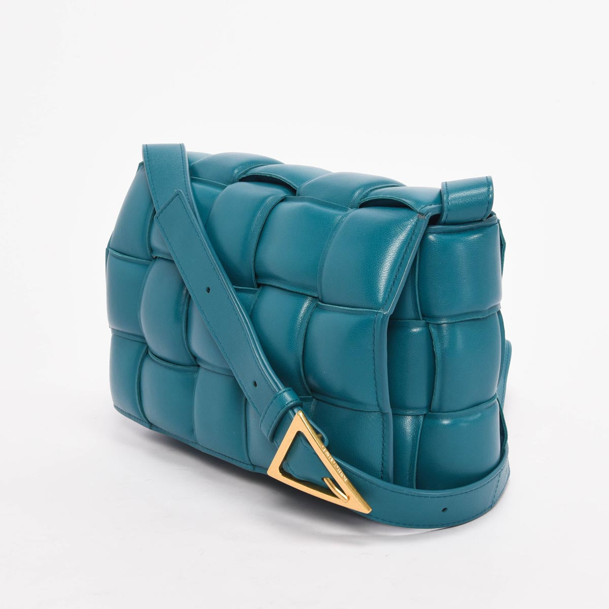 Bottega Veneta Turquoise Intreccio Lambskin Padded Cassette Bag