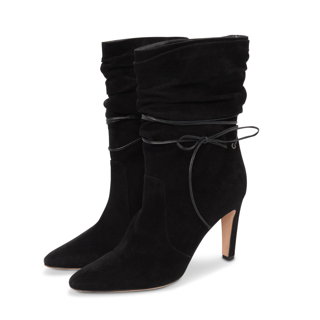 Manolo Blahnik Black Suede Cavashipla Slouchy Boots 39.5