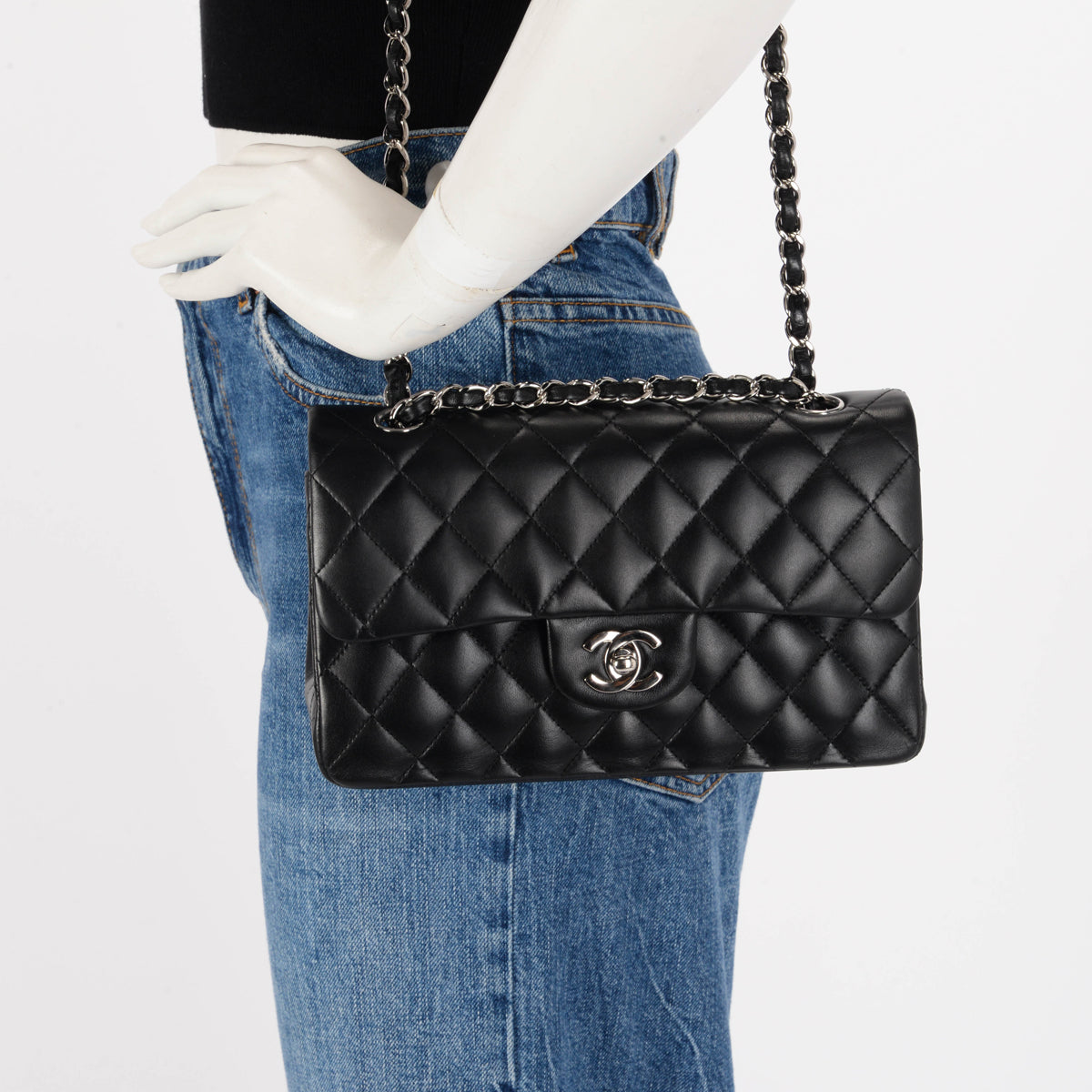 Chanel Black Quilted Lambskin Small Classic Flap Bag