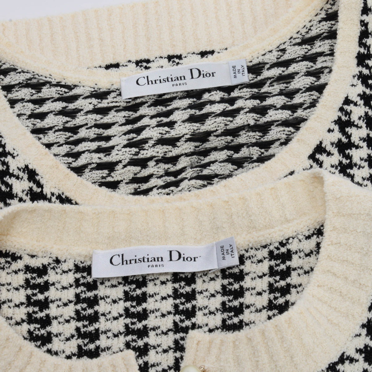 Dior Ivory & Black Technical Knit Houndstooth Twinset FR 42