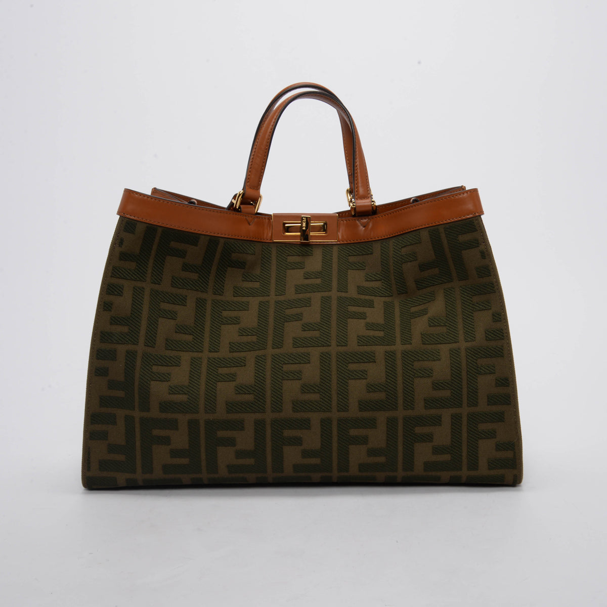 Fendi Khaki Canvas Medium Peekaboo X-Tote