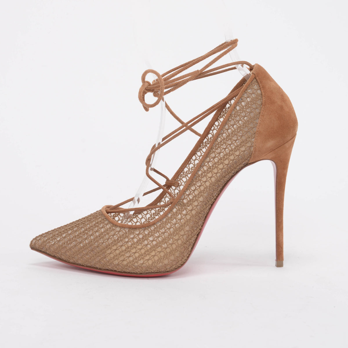 Christian Louboutin Biscotto Suede & Mesh Peropik 100 Pumps 40