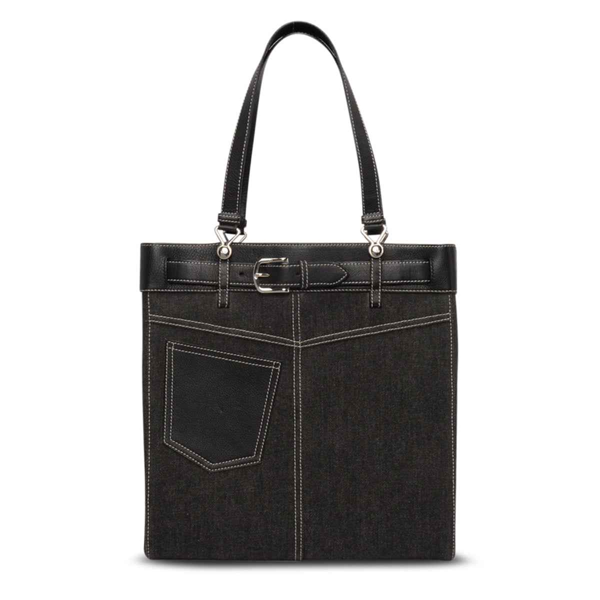 Dior Black Denim & Calfskin Belt Everyday Bag