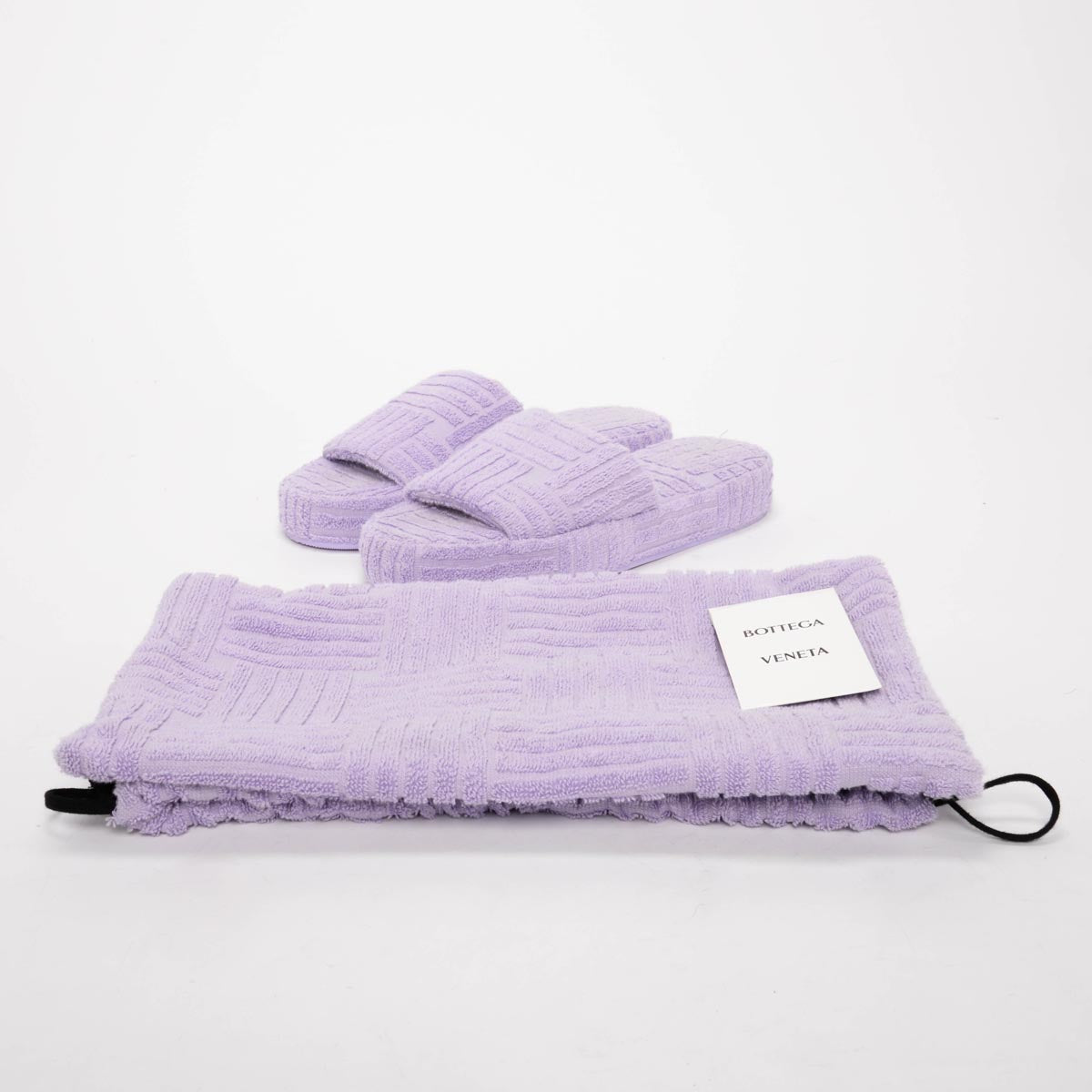 Bottega Veneta Purple Terry Cloth Resort Slippers 40