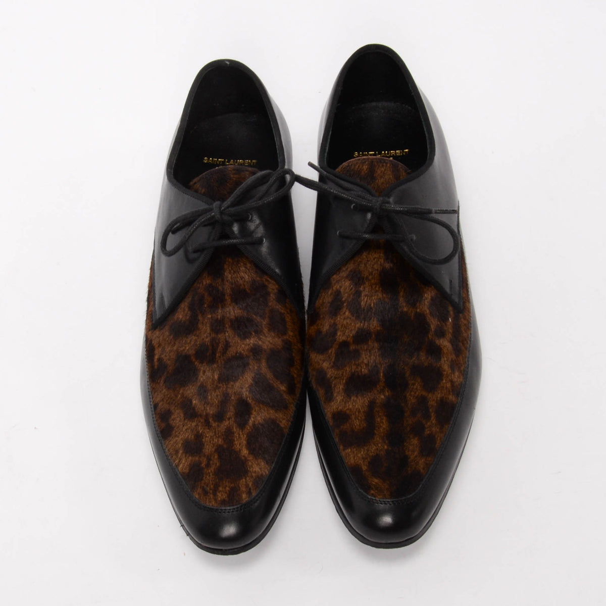 Saint Laurent Black Pony Hair Lace Up Oxfords 37