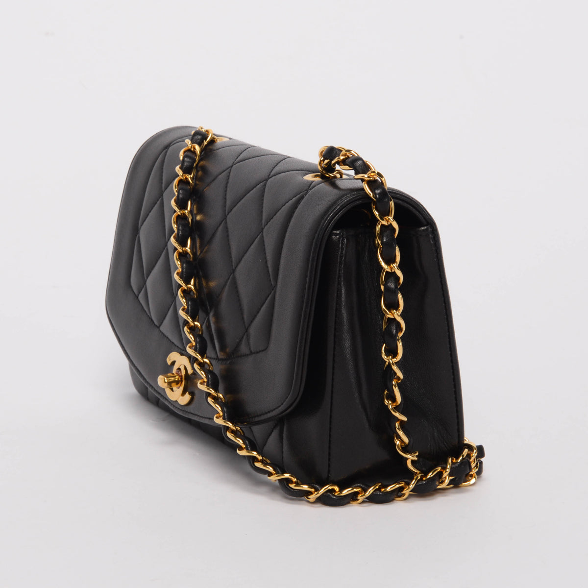 Chanel Black Quilted Lambskin Small Diana Shoulder Bag