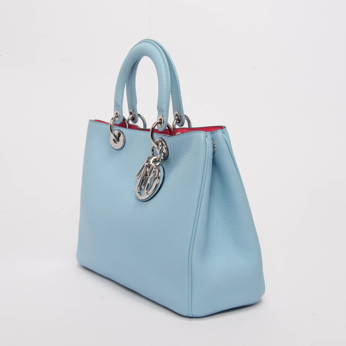 Dior Blue & Pink Grained Calfskin Medium Diorissimo Tote