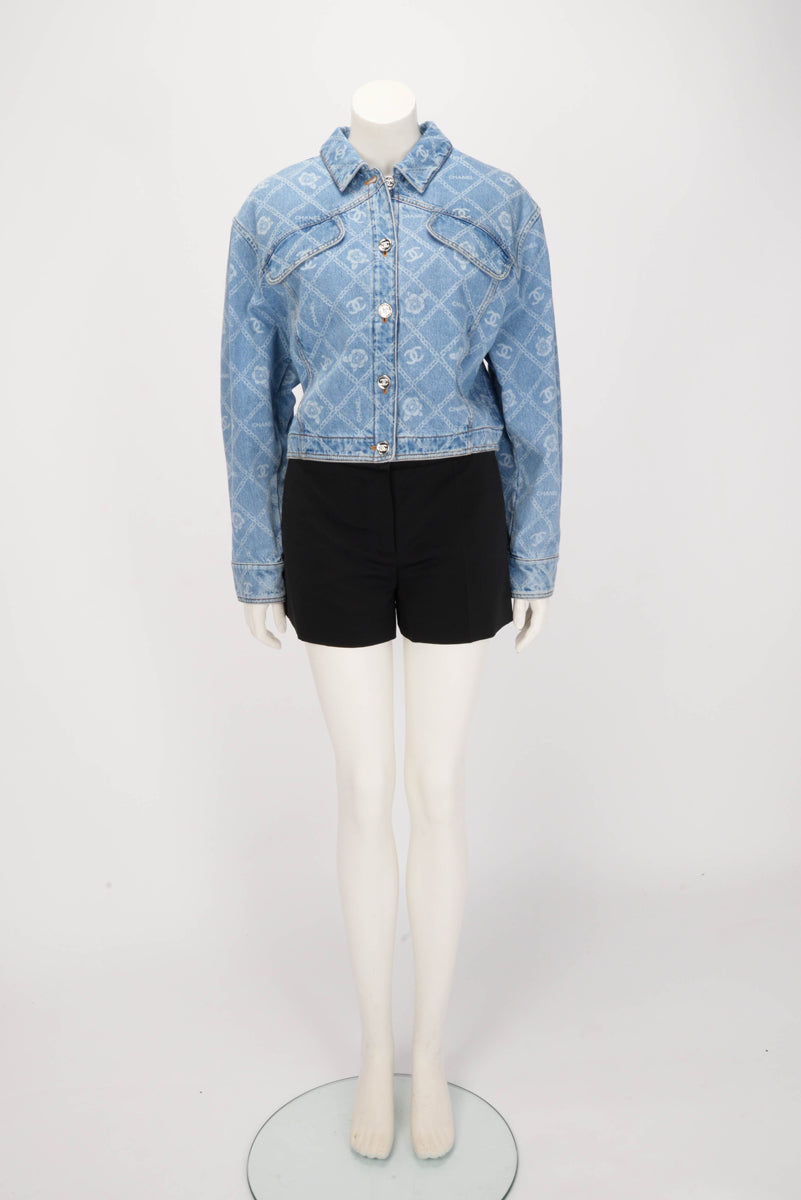 Chanel Blue Denim CC Camellia Jacket FR 38