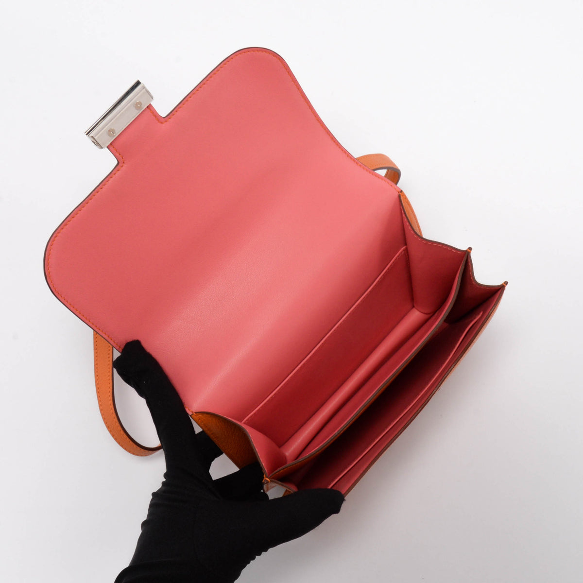 Hermes Orange & Rose Azalee Chevre Mysore Verso Constance 18