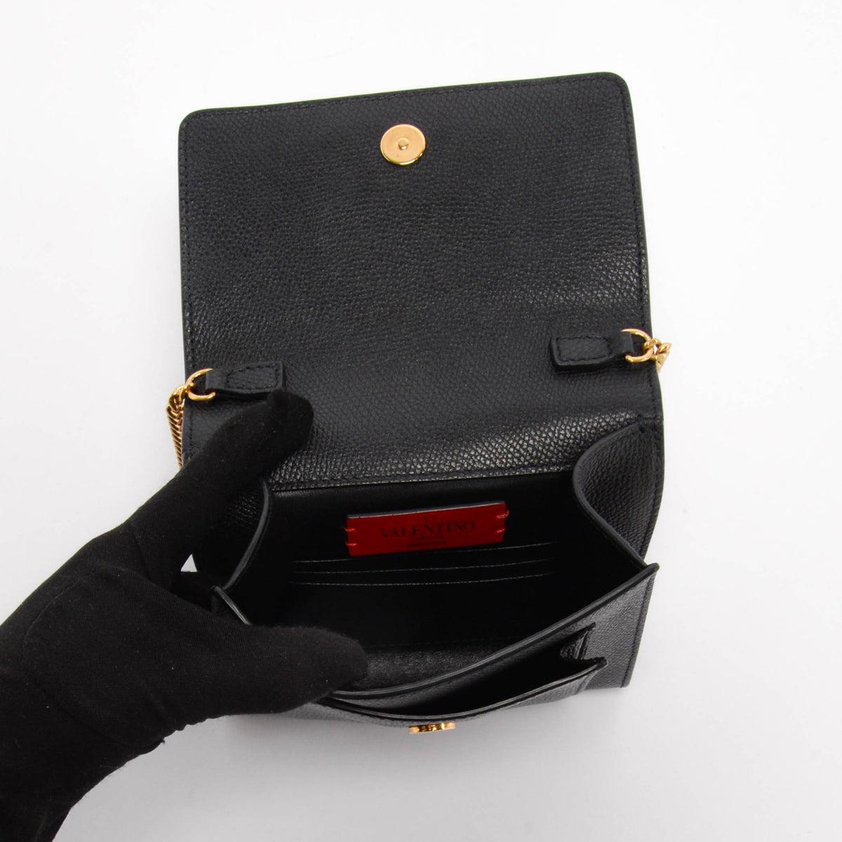Valentino Black Grained Leather VSling Bag