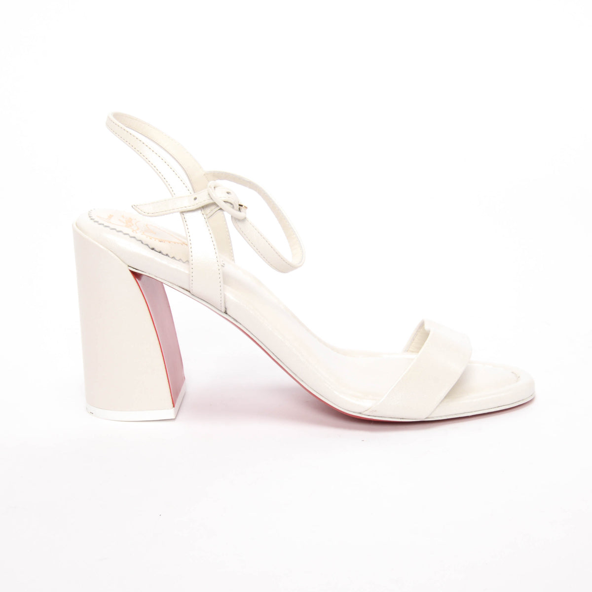 Christian Louboutin White Pearl Nappa Miss Jane Sandals 39.5