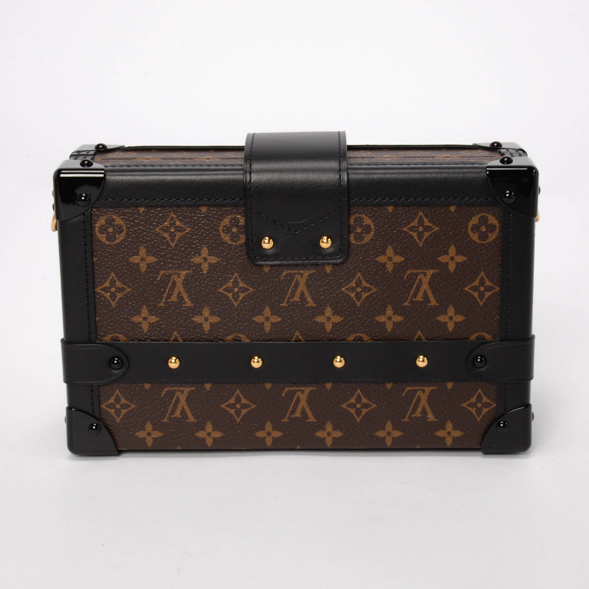 Louis Vuitton Black Leather & Monogram Petite Malle
