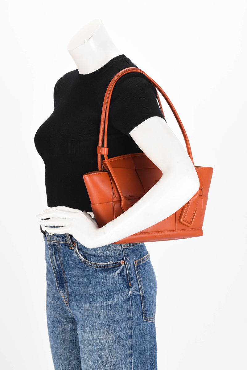 Bottega Veneta Rust Intrecciato Arco Small Tote