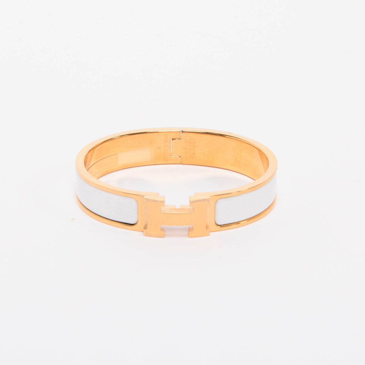 Hermes Blanc Gold Plated Enamel Clic H Bracelet