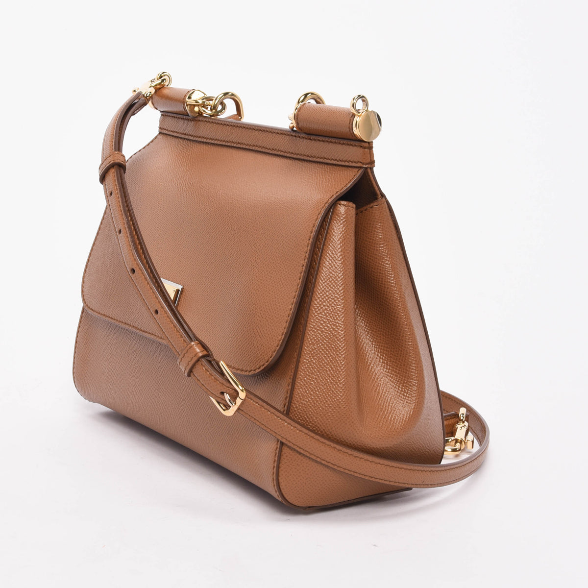 Dolce & Gabbana Camel Dauphine Leather Medium Sicily Bag