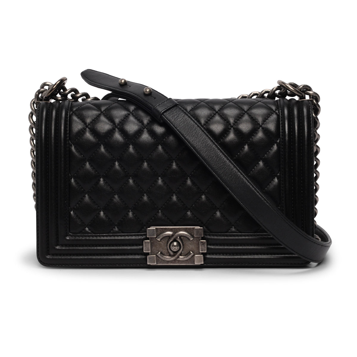 Chanel Black Quilted Lambskin New Medium Boy Bag