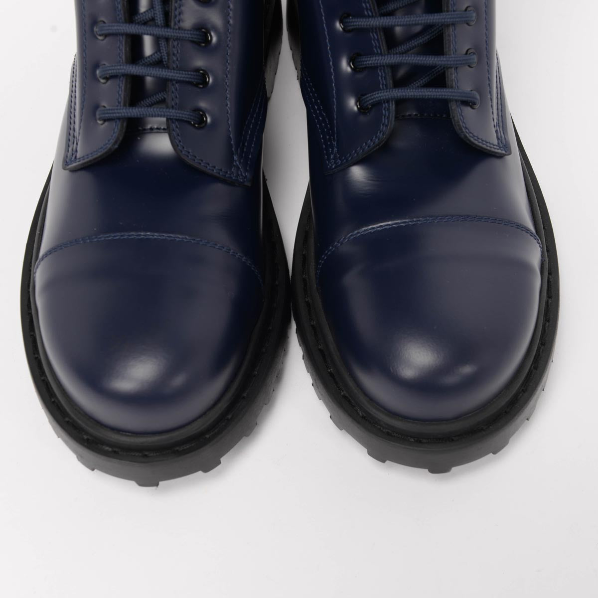 Balenciaga Navy Leather Combat Boots 40