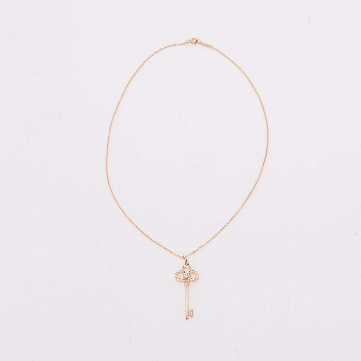 Tiffany & Co Rose Gold & Diamonds Crown Key Pendant