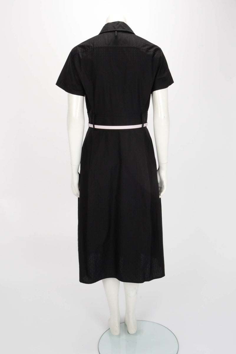 Hermes Black Cotton Poplin Mosaique Zip Dress FR 38